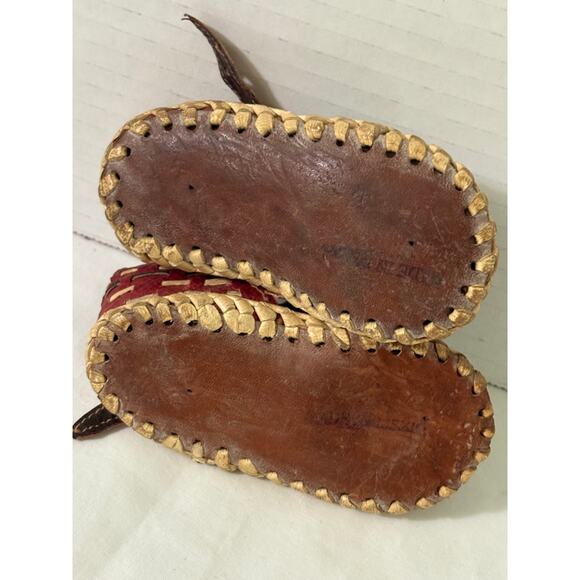 Vintage Red Leather Baby Shoes-Handmade Huaraches-Made in Mexico-1950's - Picture 5 of 5